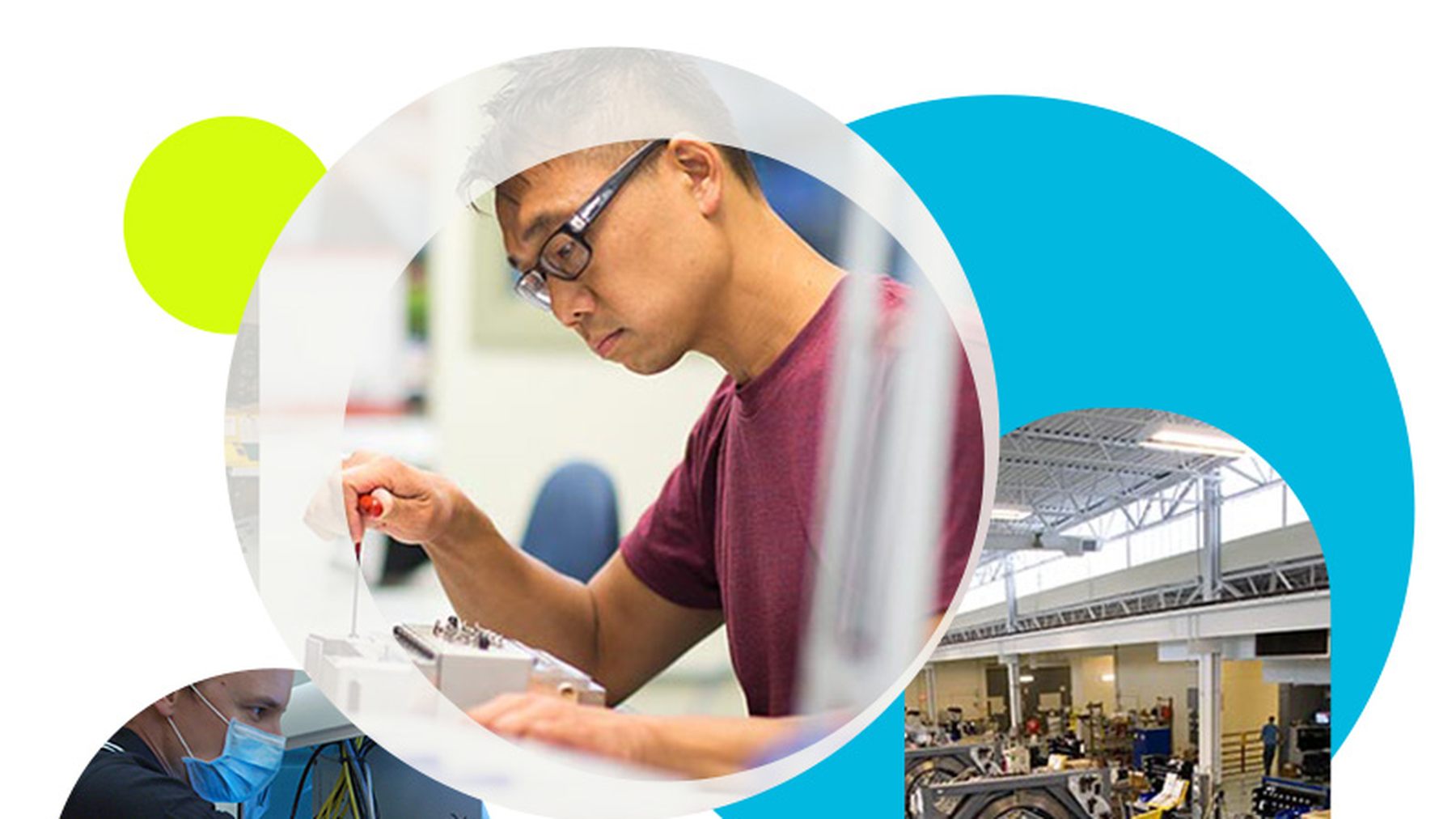 Accuray engineers working on medical equipment in company manufacturing spaces