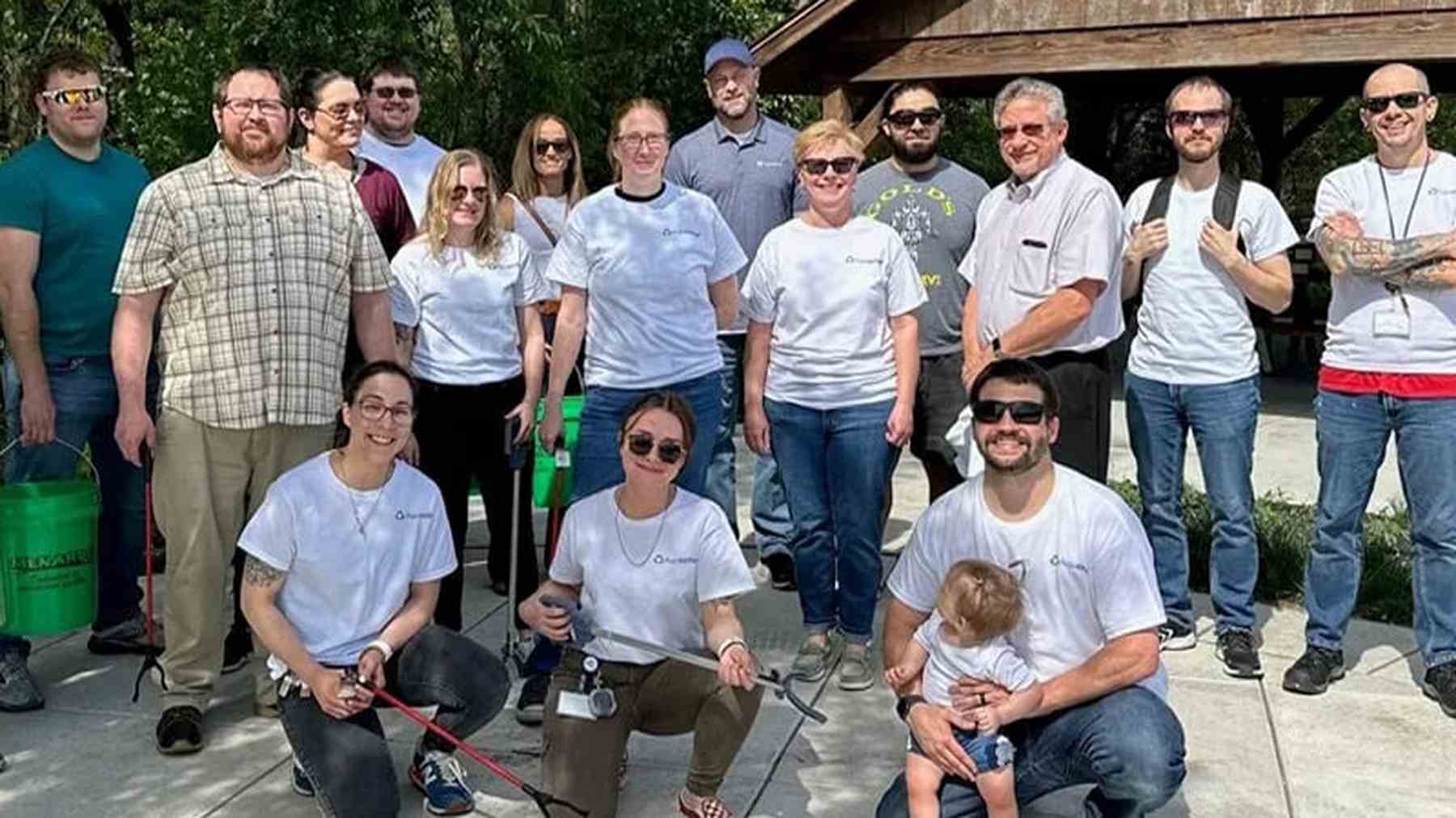 Aquestive colleagues gathered outdoors for a company event