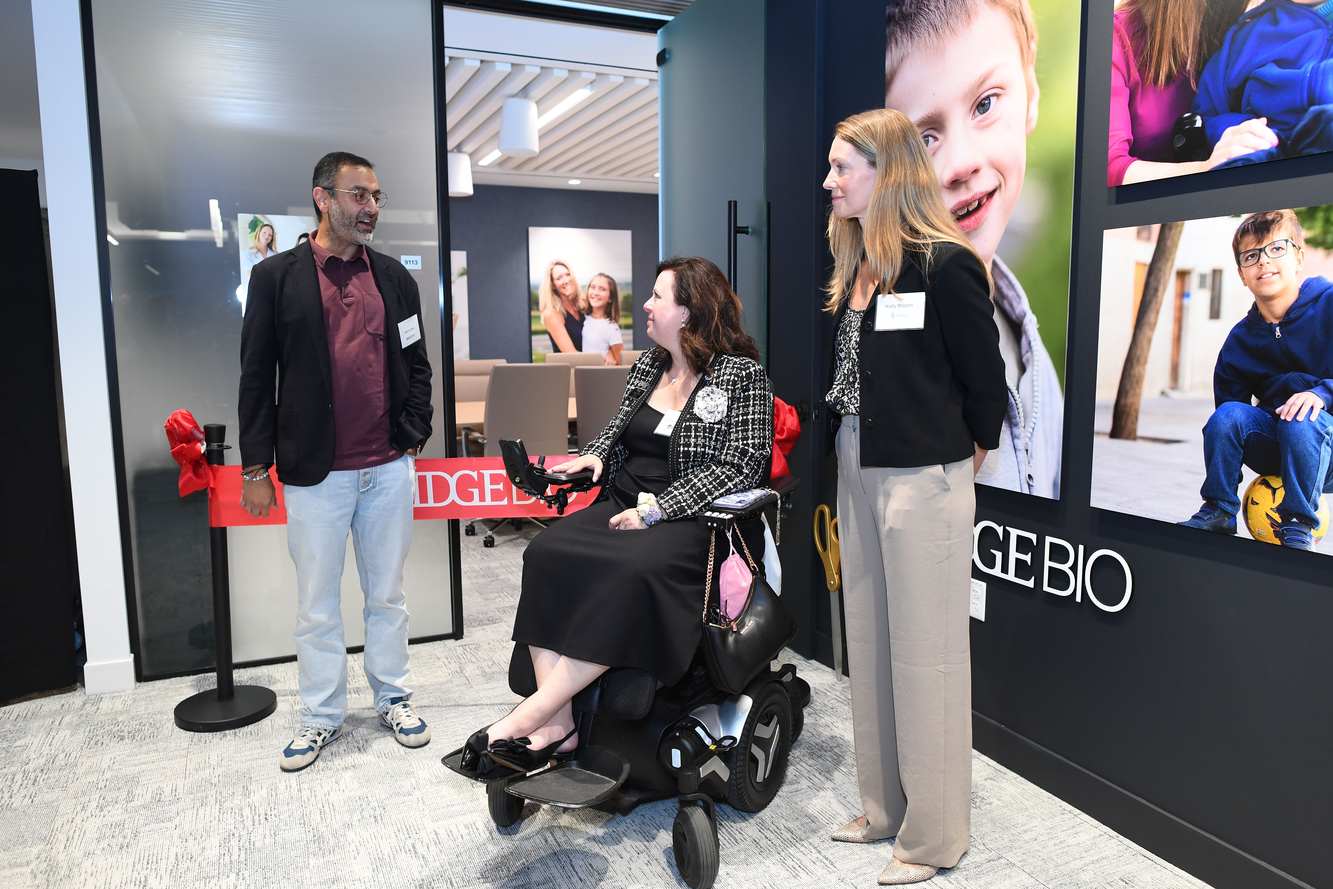BridgeBio colleagues and a patient advocate at the ribbon cutting for BridgeBio's Washington, D.C. office
