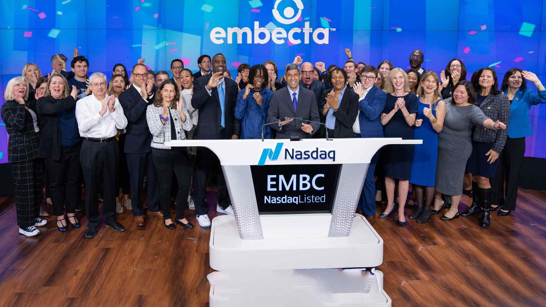 Embecta leaders and diabetes-community partners gathered at the Nasdaq opening bell