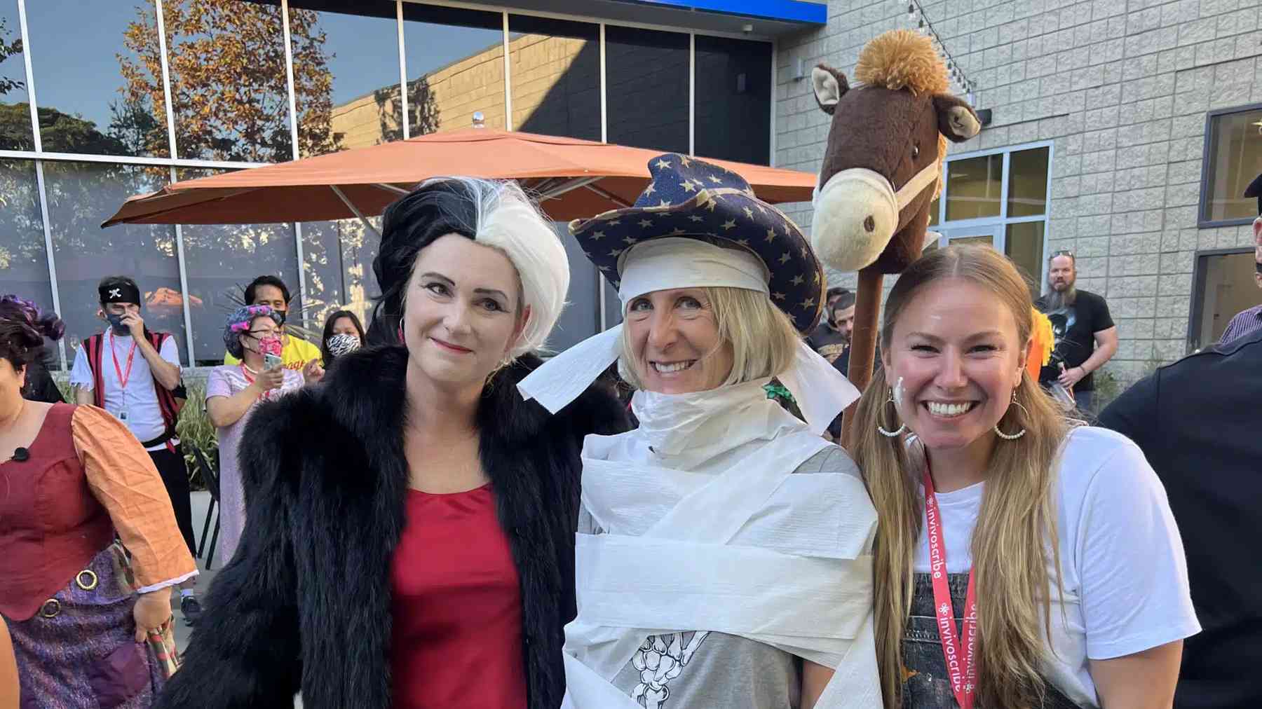 Invivoscribe colleagues enjoying a company celebration in costume