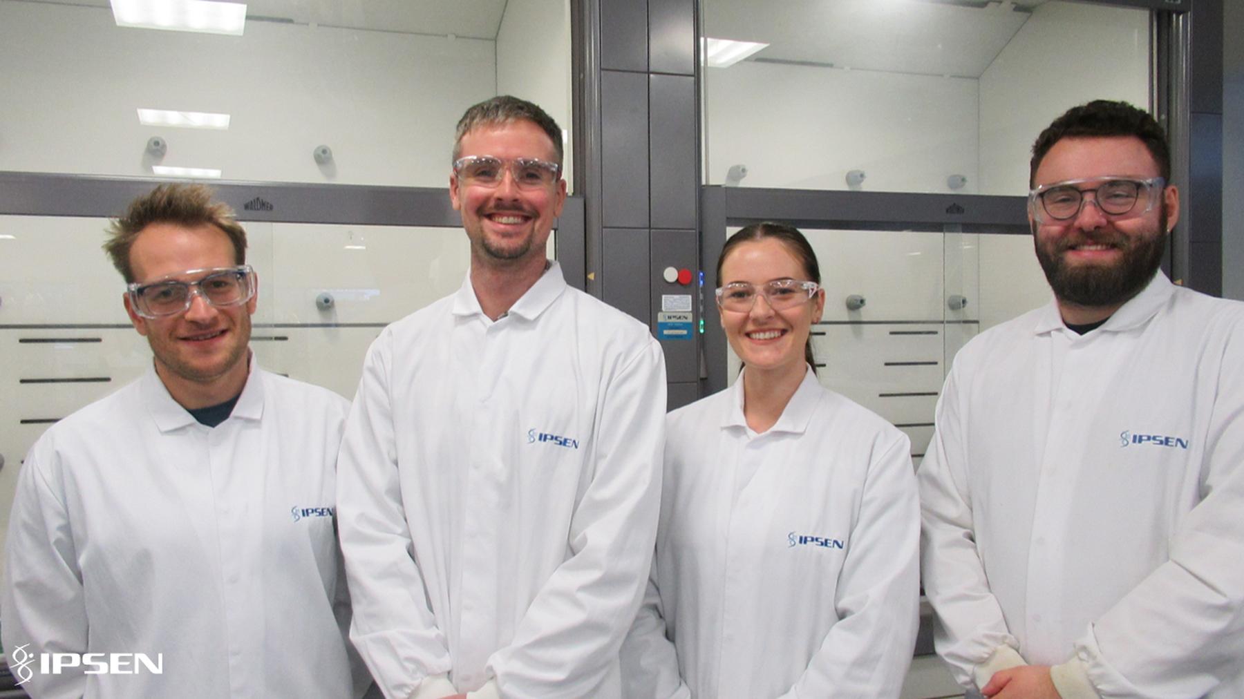 Ipsen laboratory colleagues gathered together for a sustainable laboratory initiative