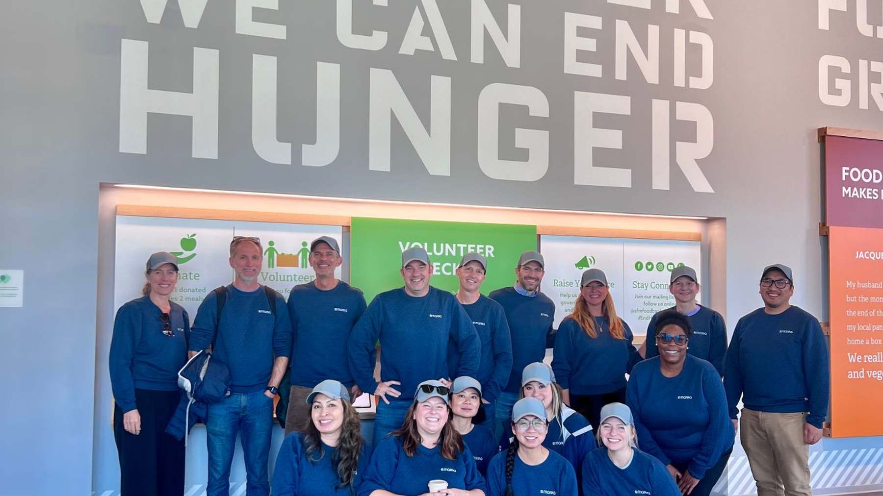 Marea team gathered together during a food-bank volunteer event