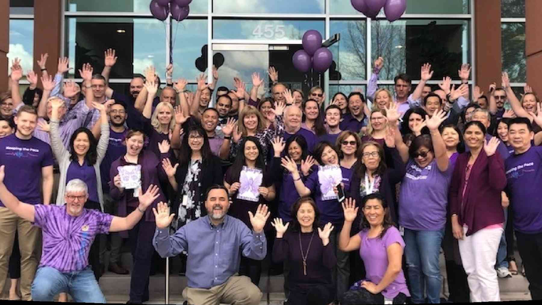 NeuroPace employees gathered outside the company’s office