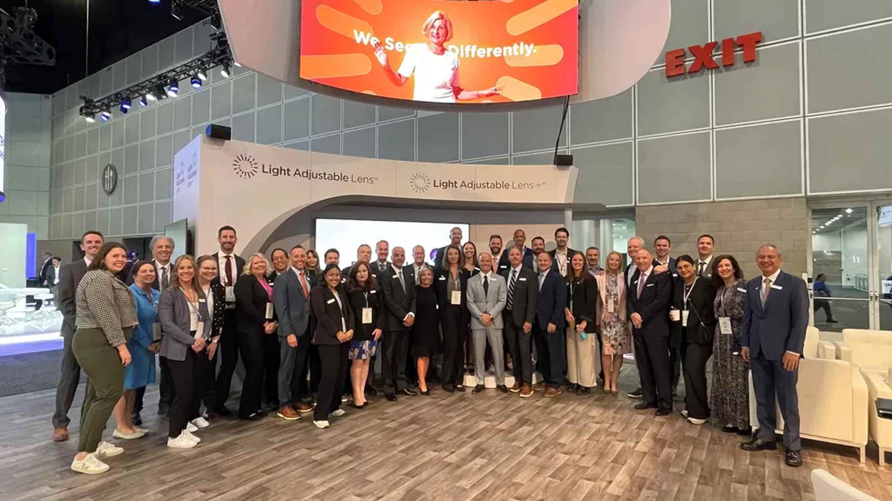 RxSight colleagues gathered together at a company conference