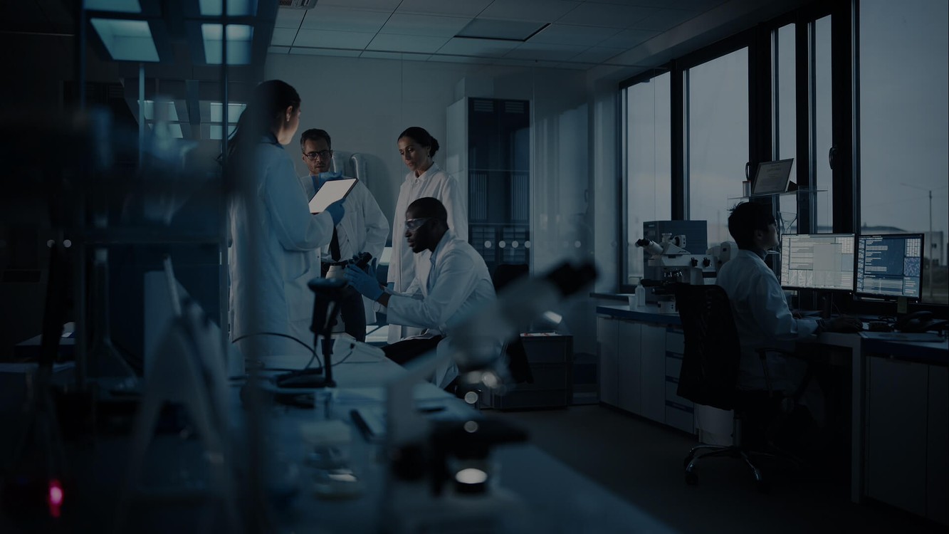 Septerna researchers working together in the company laboratory