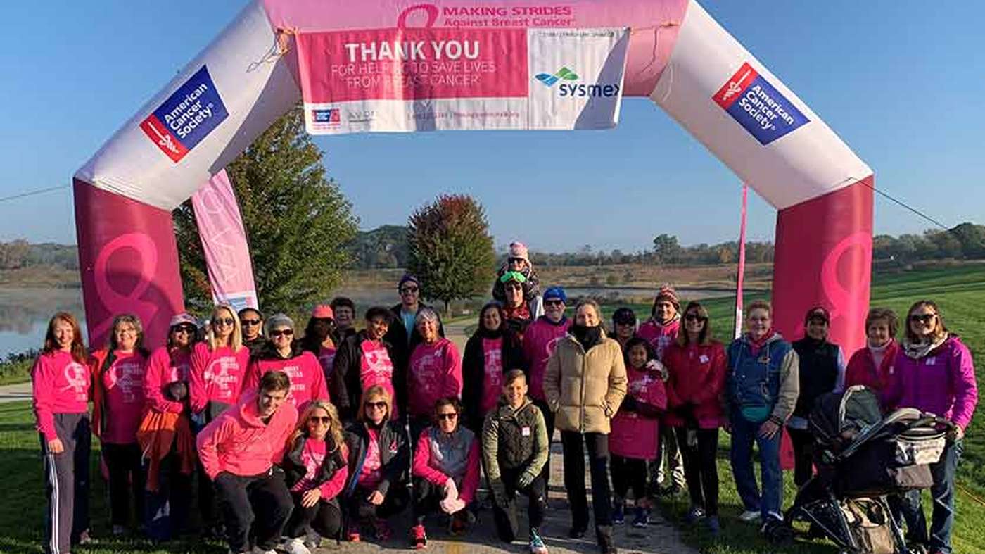 Sysmex colleagues gathered at a community cancer-awareness walk